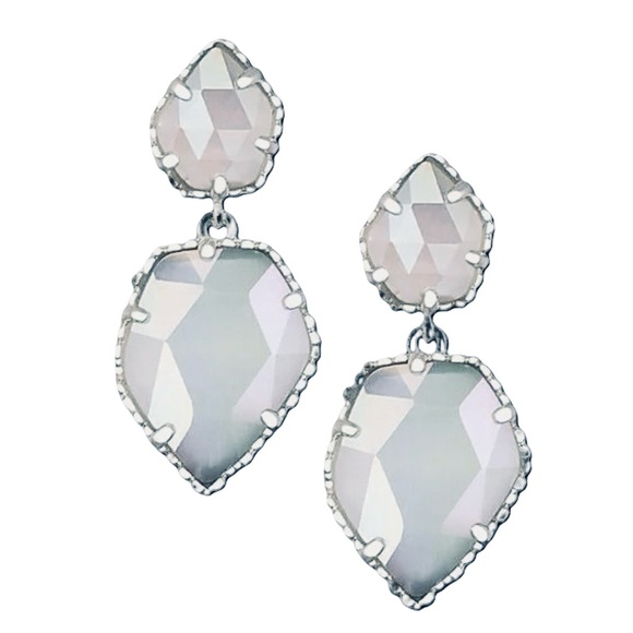 KENDRA SCOTT • Silver Quincy Iridescent Slate Glass Earrings - Picture 1 of 3